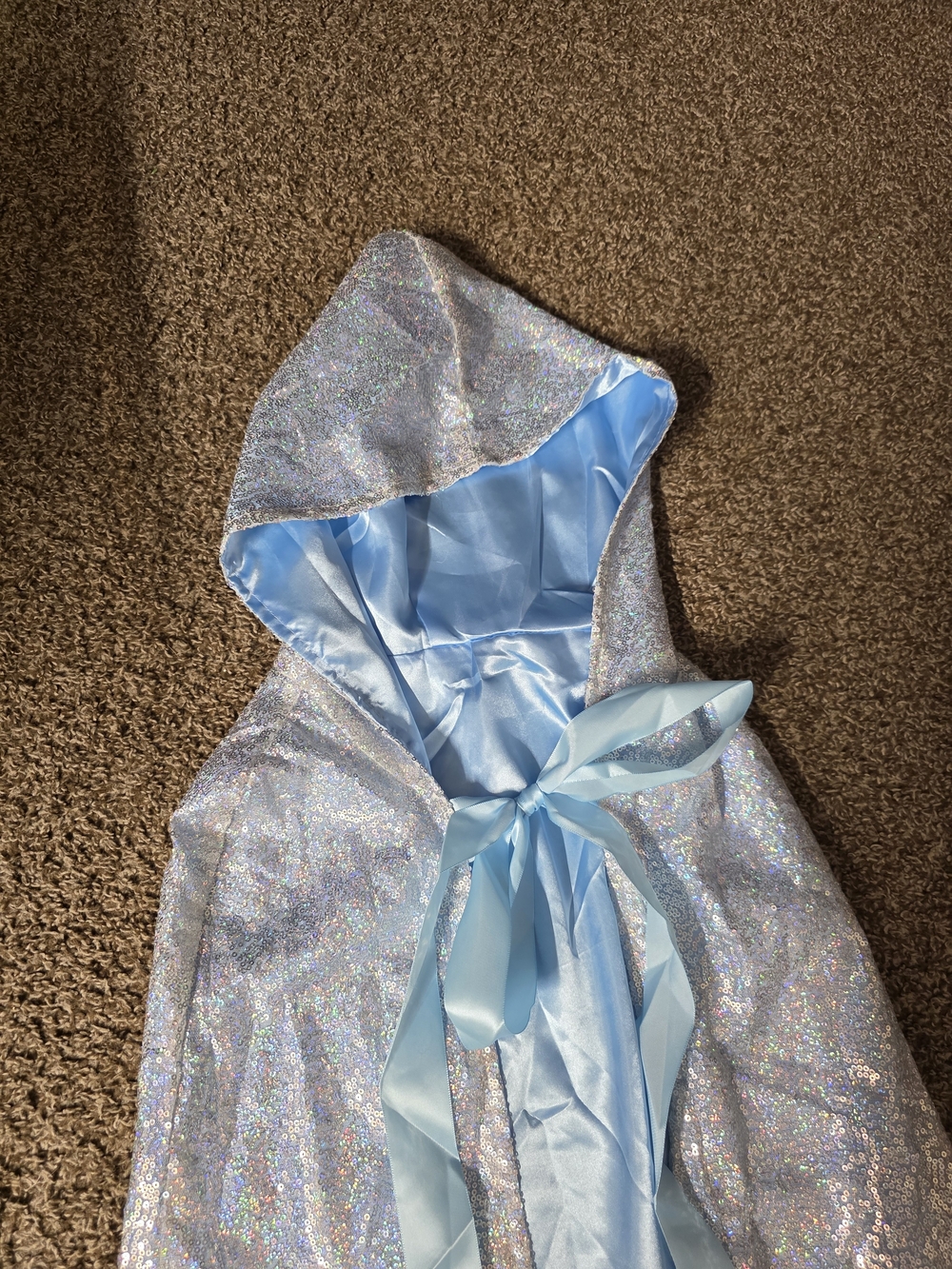 Sparkling Light Blue Hooded Cape Costume for Adult - Picture 2 of 3